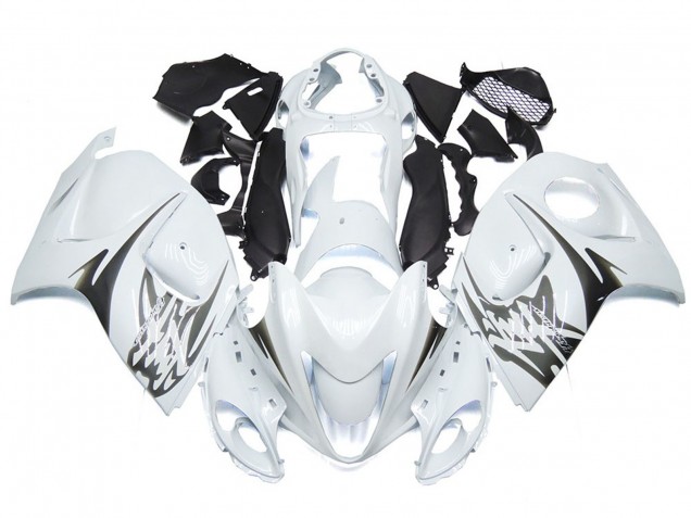 08-20 Gloss White with Silver Style Logos GSXR 1300 Hayabusa Fairings