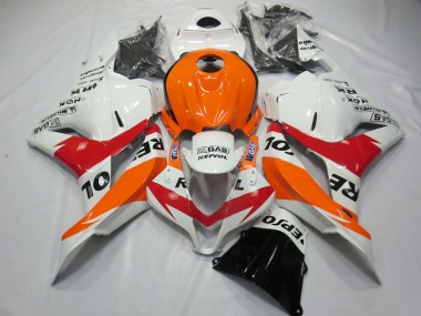 09-12 White Red and Orange Repsol CBR600RR Fairings