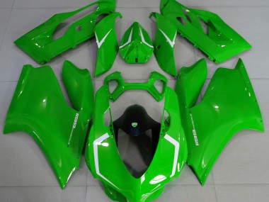 11-14 Gloss Green & White Ducati 1199 Fairings