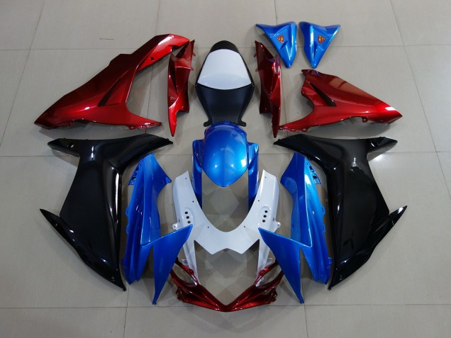 11-24 Custom Red Black and Blue GSXR 600-750 Fairings