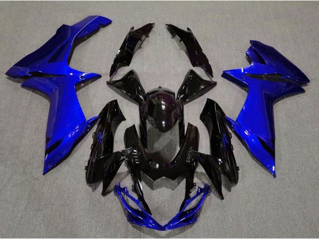 11-24 Gloss Black and Aqua Blue GSXR 600-750 Fairings