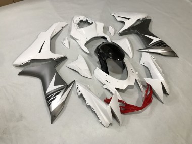 11-24 Gloss White and Matte Silver GSXR 600-750 Fairings