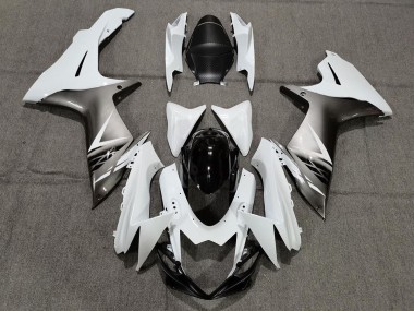 11-24 Gloss White and Silver Style GSXR 600-750 Fairings