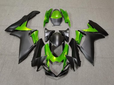 11-24 Matte Black and Green GSXR 600-750 Fairings