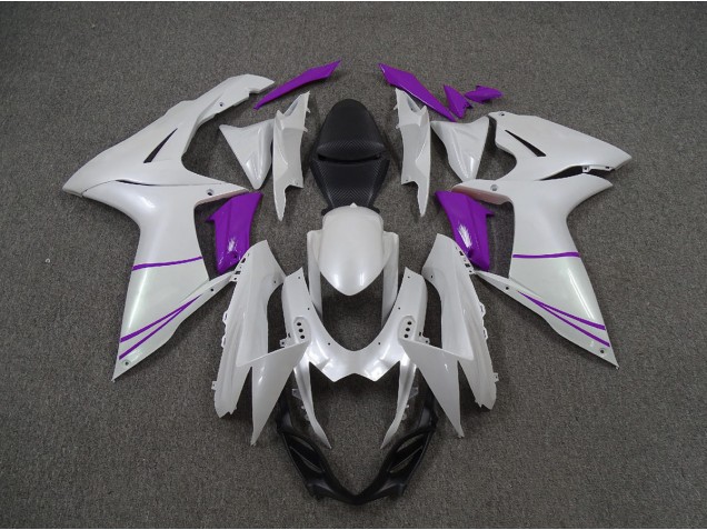 11-24 Pearl White and Purple GSXR 600-750 Fairings