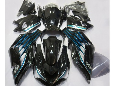 12-21 Gloss Black & Light Blue ZX14R Fairings