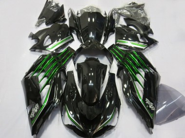 12-21 Gloss Black with Green ZX14R Fairings