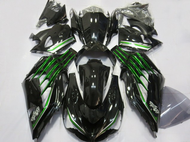 12-21 Gloss Black with Green ZX14R Fairings