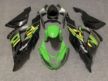 13-18 Gloss Black & Green Racing ZX6R Fairings