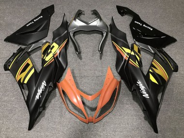 13-18 Gloss Black & Orange ZX6R Fairings