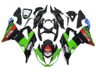 13-18 MotoCard Green and Black ZX6R Fairings