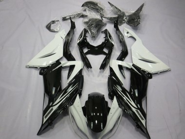 13-18 Plain Gloss Black White ZX6R Fairings