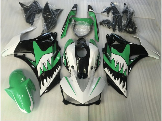 15-18 Green and White Shark R3 Fairings