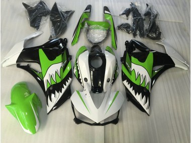 15-18 Lime Green and White Shark R3 Fairings