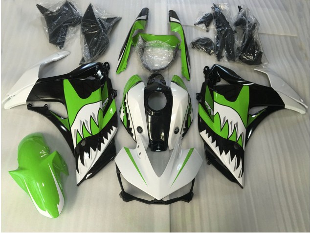 15-18 Lime Green and White Shark R3 Fairings