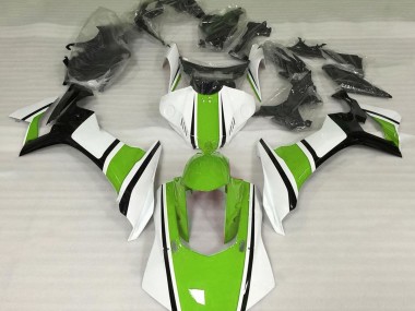 15-19 Gloss White Green and Black R1 Fairings