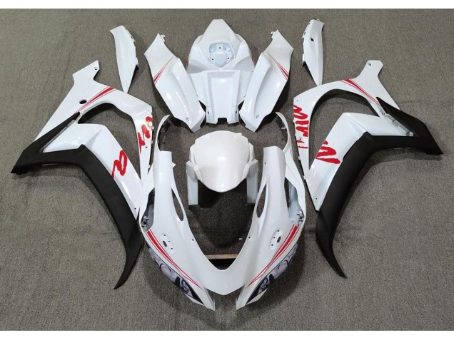 16-19 Pearl White & Red Logos ZX10R Fairings