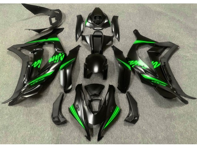 16-19 Satin Black & Green ZX10R Fairings