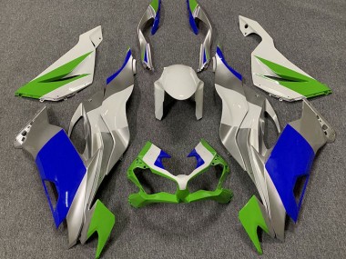 19-23 Gloss Green Blue and Silver ZX6R Fairings