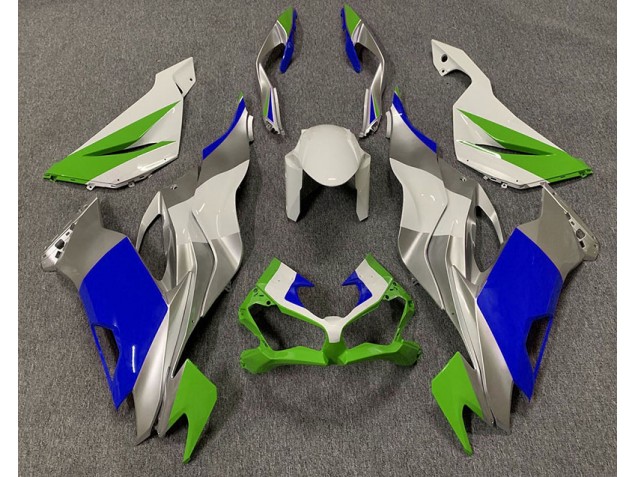 19-23 Gloss Green Blue and Silver ZX6R Fairings