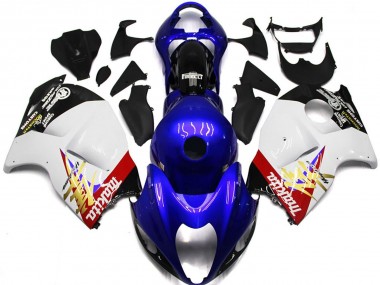 97-07 Blue and White Custom Logo GSXR 1300 Hayabusa Fairings