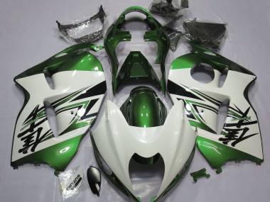 97-07 Gloss White & Green GSXR 1300 Hayabusa Fairings